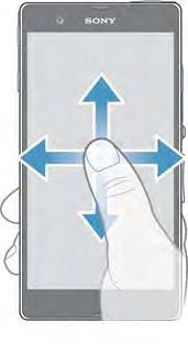 To scroll Drag or flick your finger in the direction you want to scroll on the screen. To scroll more quickly, flick your finger in the direction you want to go on the screen.