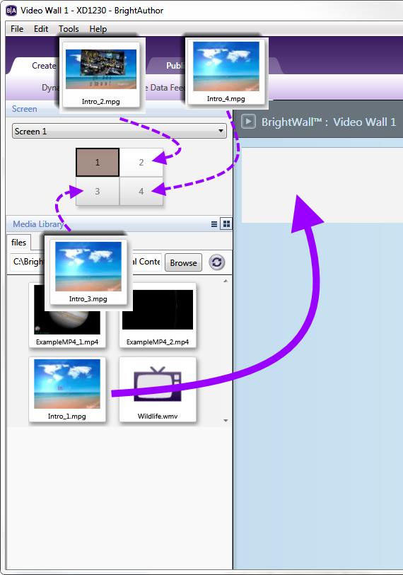 Adding Video to a BrightWall Presentation The process of creating a video playlist for a BrightWall will differ depending on whether you created a Regular or Stretched presentation.