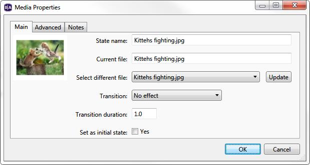 Editing Media Properties You can edit individual files in the playlist by right-clicking the file icon and selecting Edit. The Media Properties window will open.