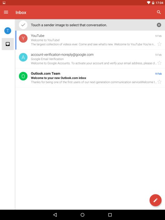 Notice that the YouTube email is no longer shown in bold letters, signifying that you have opened and read