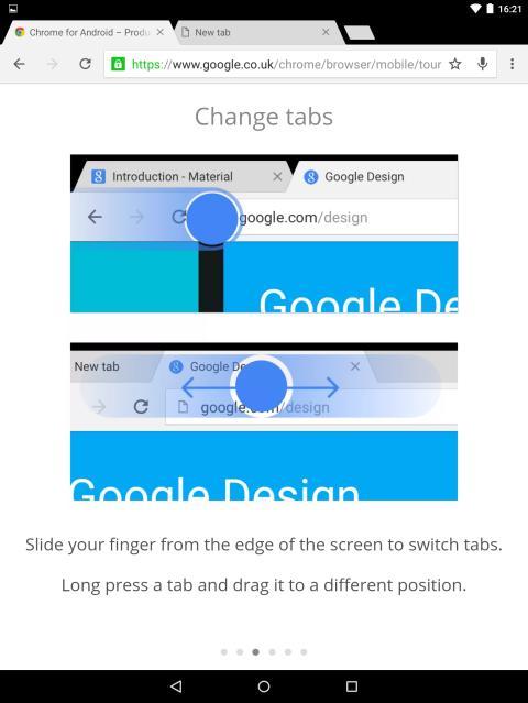 The six screens give useful information on how to use Chrome and at the end