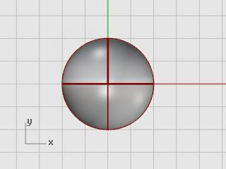 Draw a sphere 4 In the Top viewport, use the Sphere command to draw a sphere with a