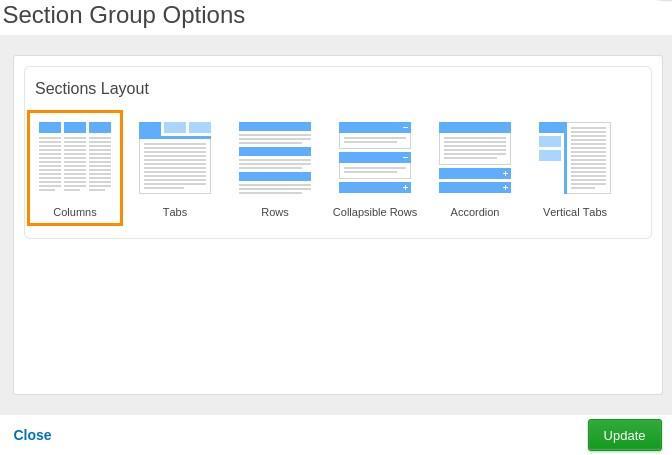 Table and Lists Adding Sections (Tables) to your site is a great way to add structure and organization to your pages. You can create tables using either Columns or Rows as the basis for your layout.