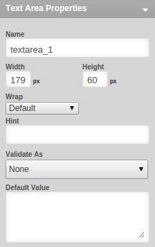Height of the text area - you may change it either by changing the number in the height field or by dragging the text area size controls.