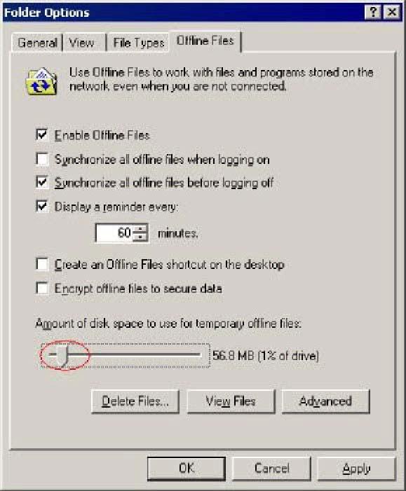 using Windows Explorer. Answer: D Explanation: The error message indicates that the local disk is full. However, only the disk space available for Offline Files is exhausted.