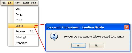 Delete & Recover Documents When you delete a document, folder or cabinet it is relocated to Docsvault's Recycle Bin.