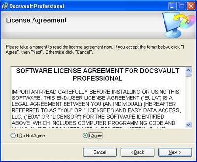 Step 2 - License Agreement Shown below is the License Agreement page.