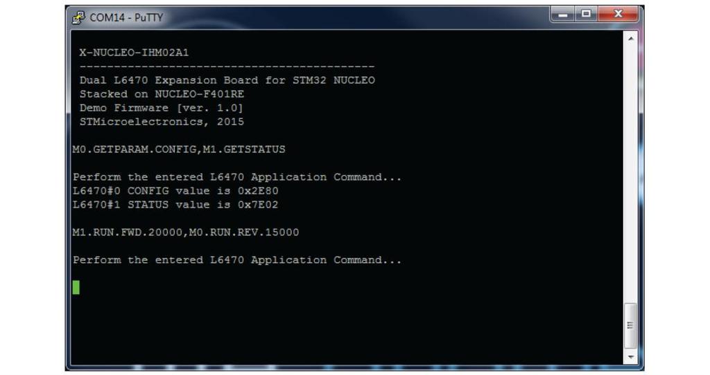 You can enter one or two L6470 Application Command text strings to address one or two motors at the same time.