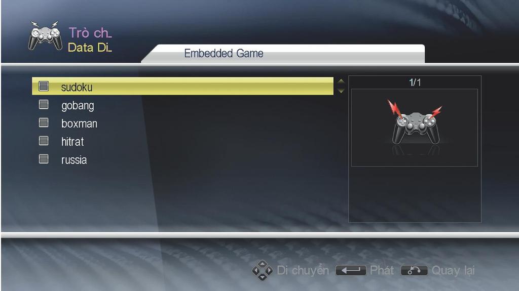 3.7 Game Games are pre-installed in the device, use the remote control of the device to control Use key to move,