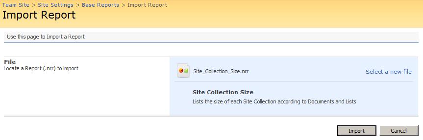 Note: If the report that is being imported already exists in Nintex Reporting, importing