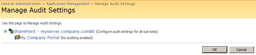 2.6 Manage Audit Settings SharePoint Auditing can be configured for the entire