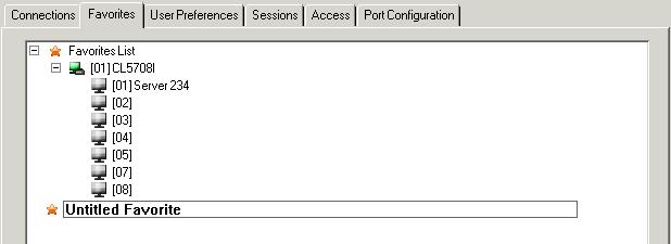 Chapter 8. Port Access Favorites The Favorites page is similar to a bookmarks feature. Ports that you frequently access can be saved in a list here.