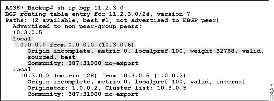 BGP Backup with Static Routes (Cont.) The BGP table on the service provider backup router contains the floating static route. 2005 Cisco Systems, Inc. All rights reserved. BGP v3.