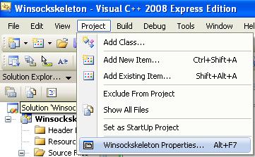 Add the source code Before we can build this Winsock C Win32 console application project, we need to set the