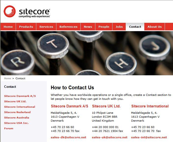 Navigate to the Contact page of the Sample site