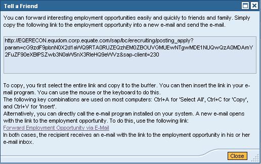 Click on the relevant job posting link to select it. The Employment Opportunities - Overview job posting window is now displayed.