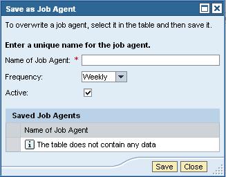 The Save as Job Agent views opens in a new window.