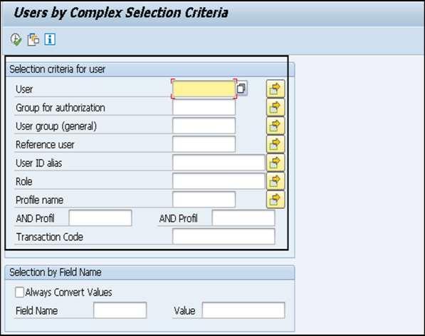 When you click on users by complex selection criteria, you can apply multiple selection conditions simultaneously.