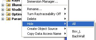 geometry On the Edit menu you can find controls to Show All and Swap Hidden/ Visible The Hide control is in addition to any Layer visibility settings Synopsys 2012 19 Introduction to LightTools, Task