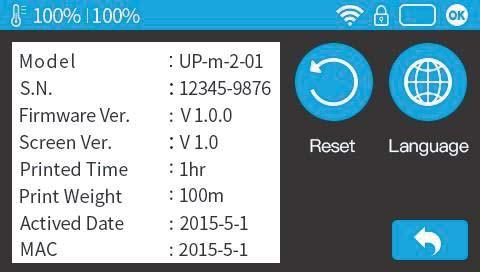 Language and Factory Reset 3-10 H400-01 Model: current machine model S.N.