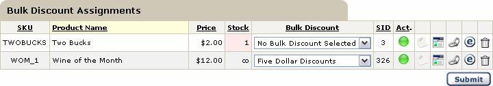 Bulk Discount Manager Use this tool to quickly assign Bulk Discounts to the products in your store catalog.