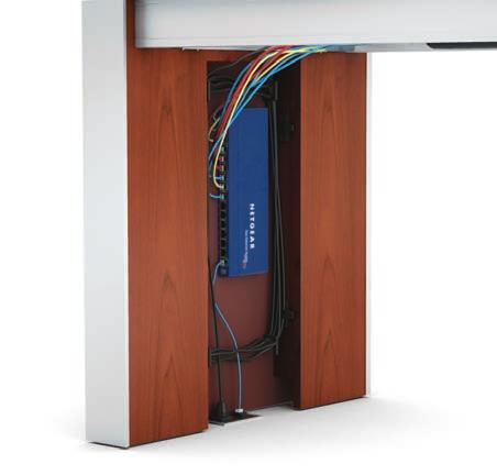 management panels offer convenient access and ample storage for wires and equipment on tables with Panel and Geo