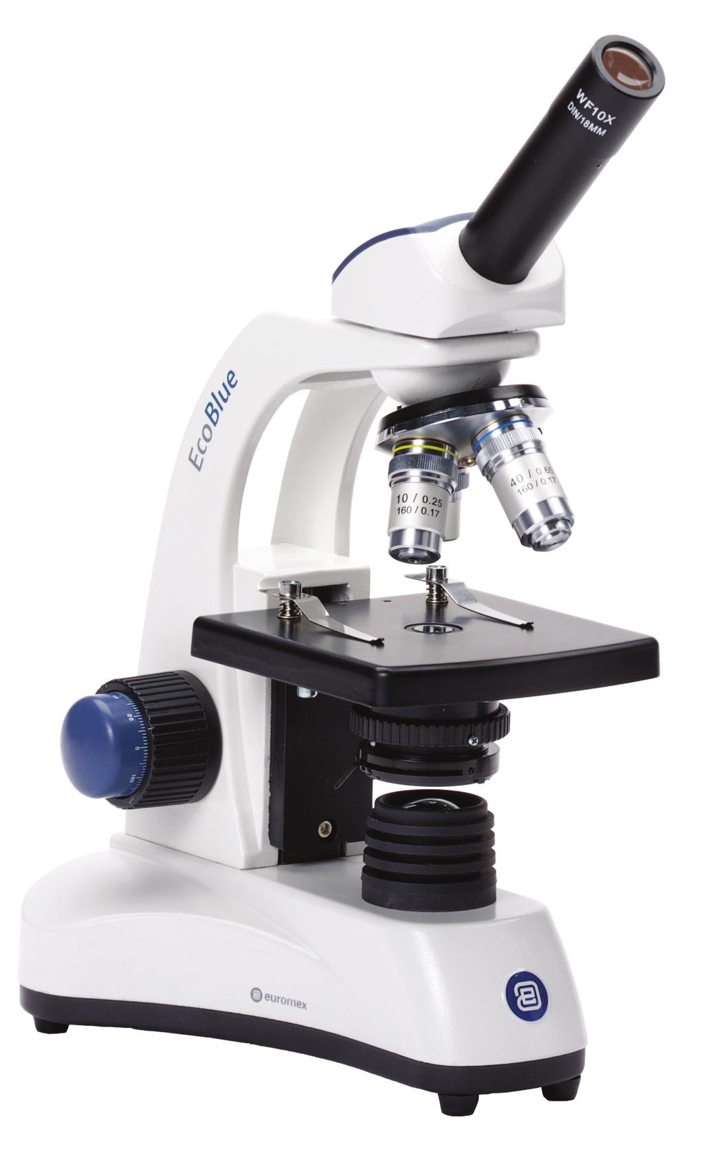 TM EDUCATION euromex optical technology EcoBlue F E AT U R E S Economical microscopes for education Monocular, binocular and trinocular models Digital and polarisation models available LED and