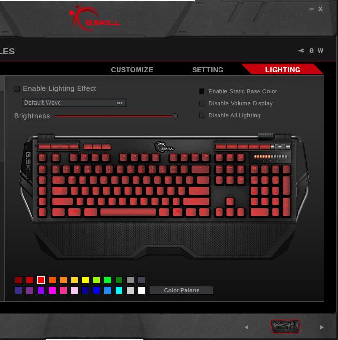Color Palette Introducing the Color Palette The KM780 RGB keyboard software allows customization of the 24 color palette with a full range