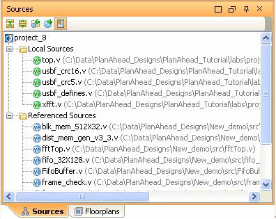 Using the Sources View The Sources view displays the RTL source directories and files imported into the Project These files are either Verilog or VHDL format HDL sources and related design text