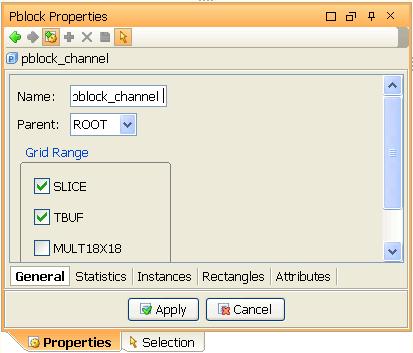 Chapter 9: Floorplanning the Design R Viewing or Changing Pblock Properties Various types of information can be displayed with the Pblock Properties view.