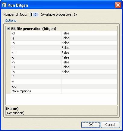 Chapter 10: Implementing a Design Using ExploreAhead R The Run Bitgen dialog box appears. Figure 10-16: Run BitGen Dialog Box The ISE Bitgen command options can be set prior to running the bitgen. 3.