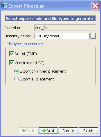 Chapter 11: Interfacing with ISE Outside of ExploreAhead R Figure 11-1: Export Floorplan Dialog Box 3.