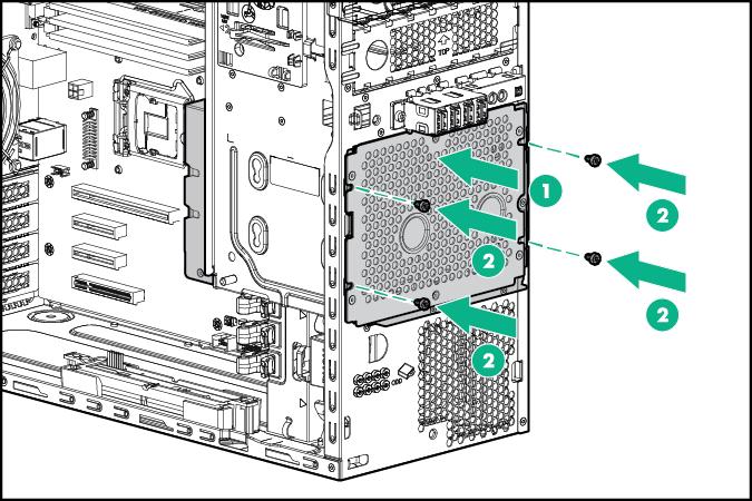 10. Connect all drive cables. 11. Install the air baffle. 12. Install the access panel. 13. Install the bezel. 14.