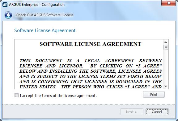 ARGUS Enterprise Accept the Software License Agreement by