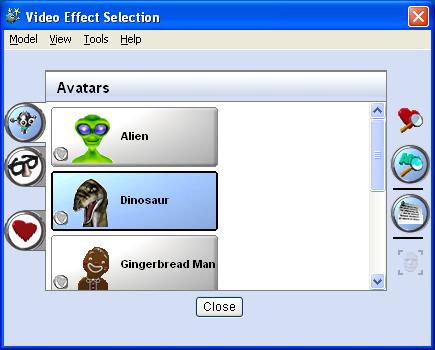 The selected effect appears in the video effects section of the VisageON window. Notes: 1.