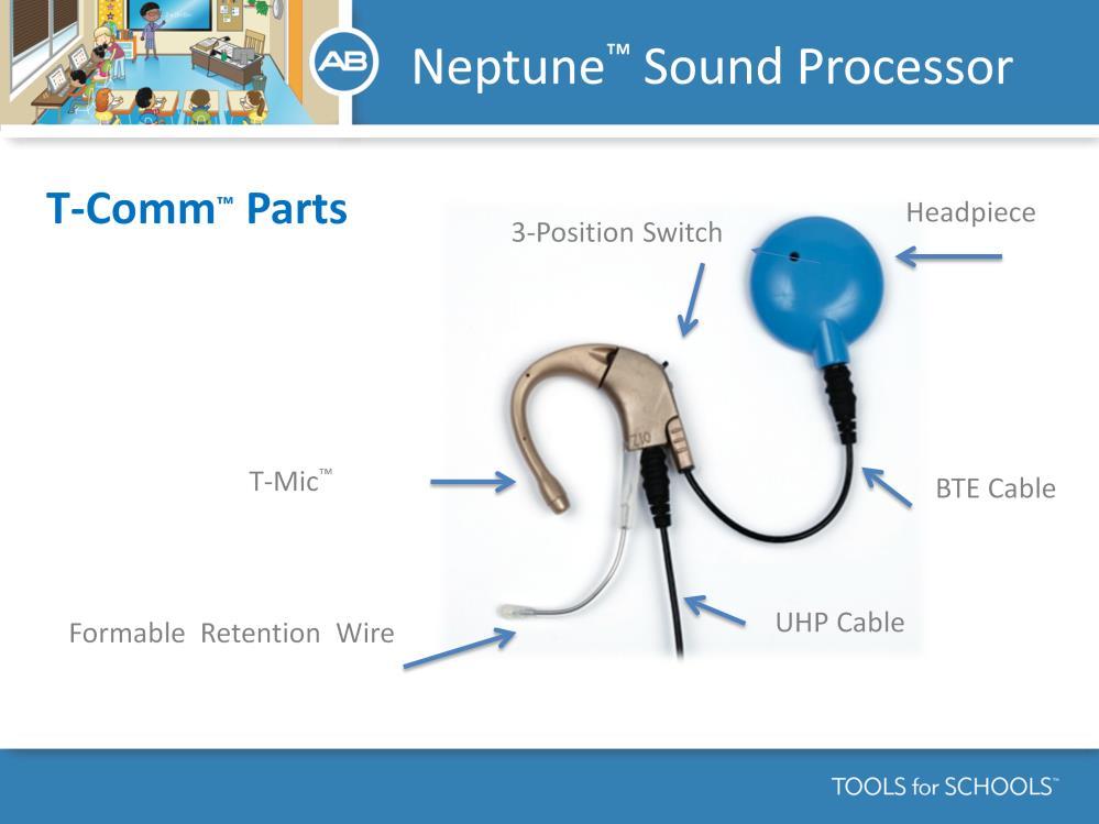 Speaker s notes: Let s take a more in depth look at the T-Comm. Here you can see the T-Comm with the T-mic and Headpiece attached. Connecting T-Comm to a Neptune is simple!