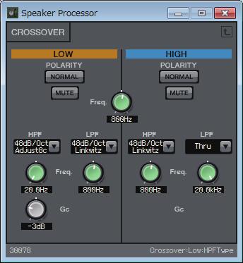 CROSSOVER parameter setting window E [LIMITER] button Opens a window where you can make limiter settings for each output channel.