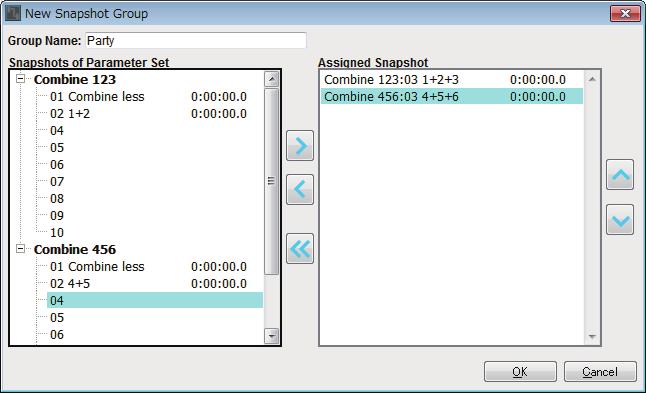New Snapshot Group dialog box New Snapshot Group dialog box A snapshot group recalls multiple snapshots in succession.