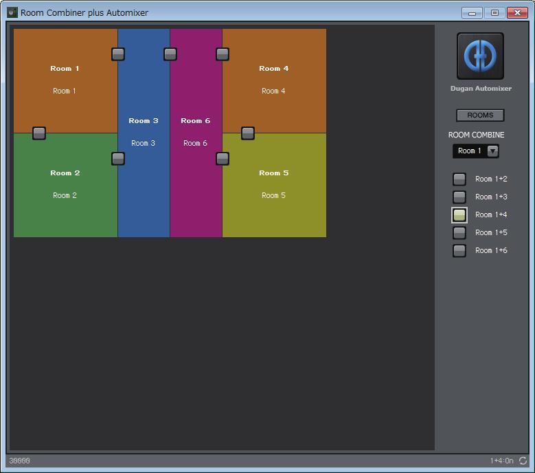Room Combiner editor / Room Combiner plus Automixer editor Room Combiner editor / Room Combiner plus Automixer editor Here you can specify which rooms are combined.