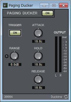 Paging Ducker component editor Paging Ducker component editor This function controls the audio signal level of the program source by the on/off status of the TRIGGER [ON] button.