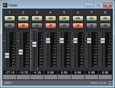 Fader Fader This adjusts the output level of each channel. Specify the number of channels when you place the component in the design sheet.