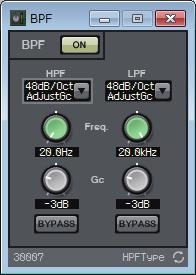 BPF component editor BPF component editor This filter passes the signal in a specified frequency band, and attenuates the signal in other frequency regions.