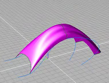 Modeling Surfaces 3. Pick the curves you want to sweep along the rails from any view. Once picked, the curves will turn green and a surface (Magenta) will appear between the profiles. 4.