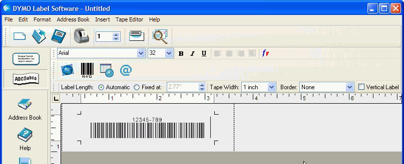 Using the Tape Editor 8 Click OK to insert the barcode on the label. The barcode is placed on the label as a single object.