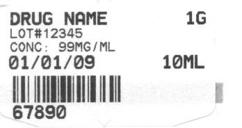 When printing if you do not enter a date, lot number, and bar codes only the one line with *** PHARMACY *** will print. Example #2 DRUG NAME EXP 5d LOT# 123-456-789 12/27/09 10ML 987654321 1.