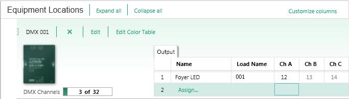 8. Edit Color Table in order to select the desired programmable colors for the DMX 3-Channel Lighting fixture 9.