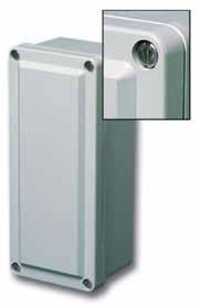 Lift-off cover Continuous polyurethane cover gasket Small raised beveled cover flush with enclosure sides Recessed captive stainless steel screws External mounting brackets available Legacy