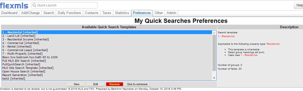 Creating Your Own Search Template You may set up any type of quick search