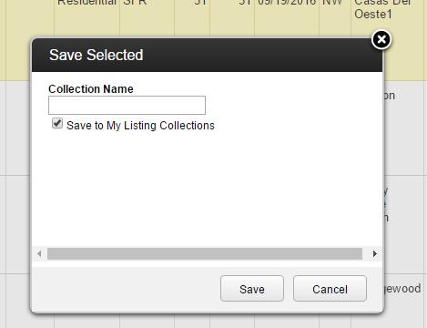 Save Selected As to create your listing cart.