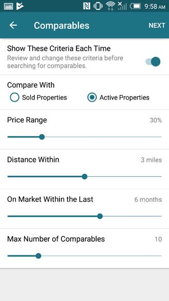 If you wish to view statistics based on all displayed comparables, press the [Stats] button!